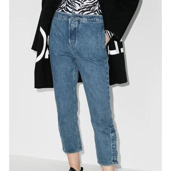 New RtA Matisse Straight Leg Jeans Womens XS Blue Cropped High Waist - Picture 1 of 10